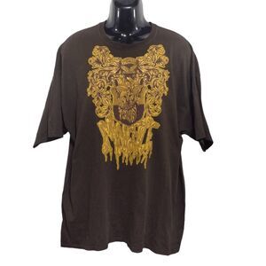 HTF Malefice Band Tee Brown Size 2XL Owl Emblem T-shirt Heavy Metal Music